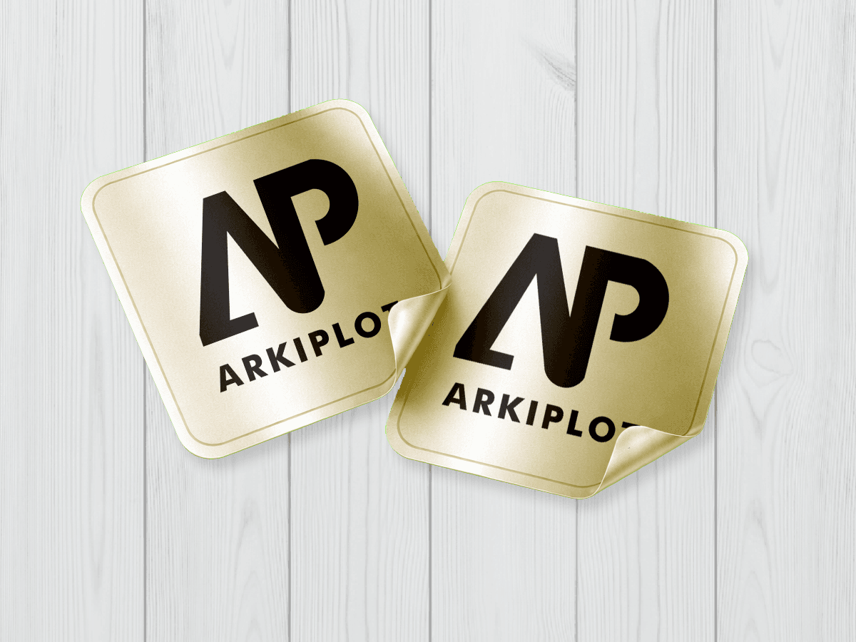 stickers cuadrados impreso uv dorado